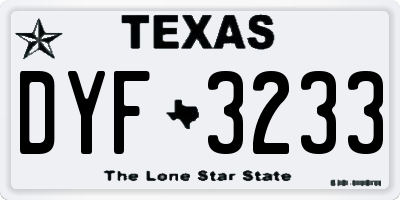 TX license plate DYF3233