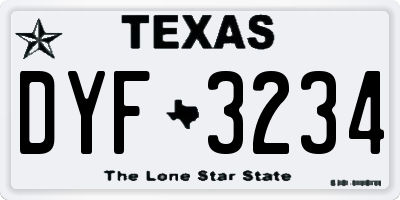 TX license plate DYF3234