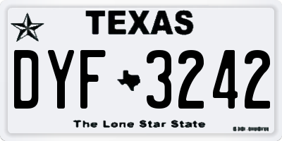 TX license plate DYF3242