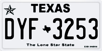 TX license plate DYF3253