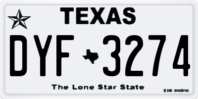 TX license plate DYF3274