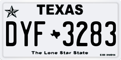 TX license plate DYF3283