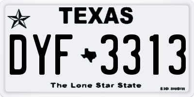 TX license plate DYF3313