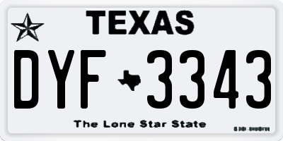 TX license plate DYF3343