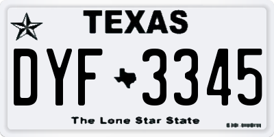 TX license plate DYF3345