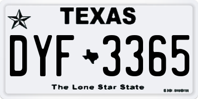 TX license plate DYF3365