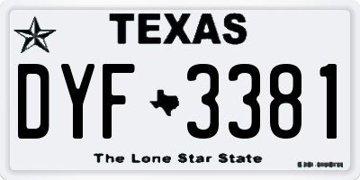 TX license plate DYF3381