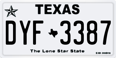 TX license plate DYF3387