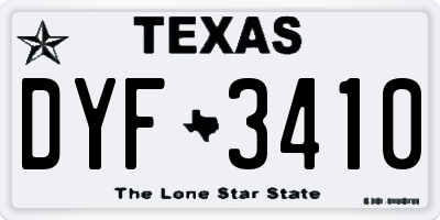 TX license plate DYF3410