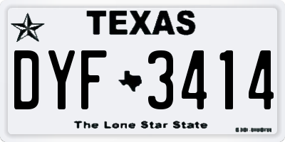 TX license plate DYF3414