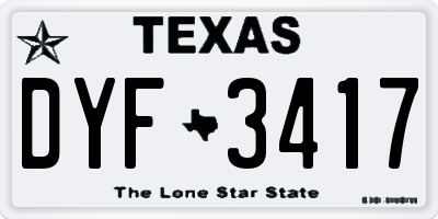 TX license plate DYF3417