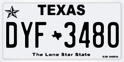 TX license plate DYF3480