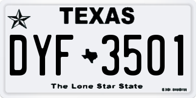 TX license plate DYF3501