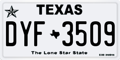 TX license plate DYF3509