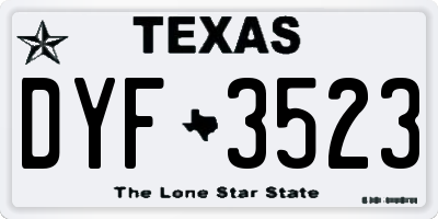 TX license plate DYF3523