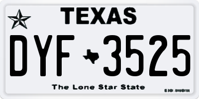 TX license plate DYF3525
