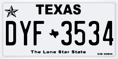 TX license plate DYF3534