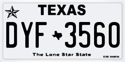 TX license plate DYF3560