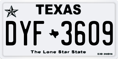 TX license plate DYF3609
