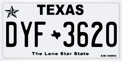 TX license plate DYF3620