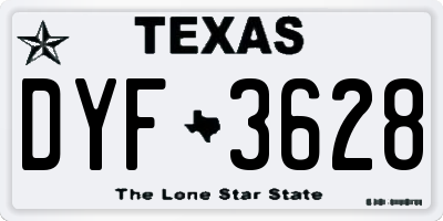 TX license plate DYF3628
