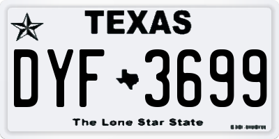 TX license plate DYF3699