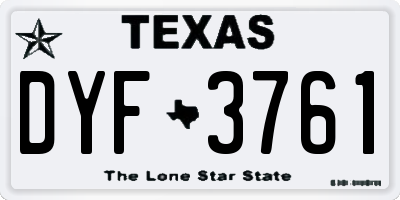TX license plate DYF3761
