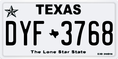 TX license plate DYF3768