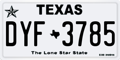 TX license plate DYF3785