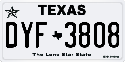 TX license plate DYF3808