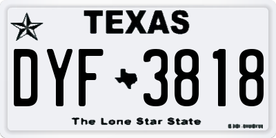 TX license plate DYF3818