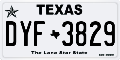 TX license plate DYF3829
