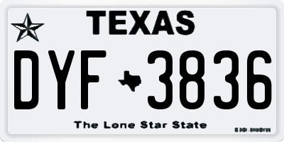 TX license plate DYF3836