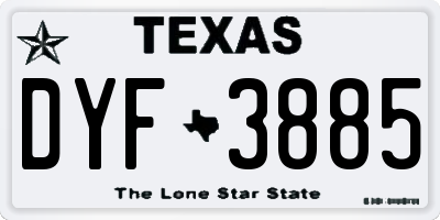 TX license plate DYF3885