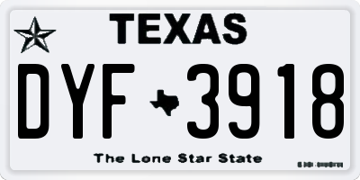 TX license plate DYF3918