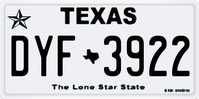 TX license plate DYF3922
