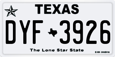 TX license plate DYF3926