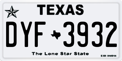 TX license plate DYF3932