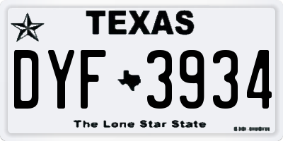 TX license plate DYF3934