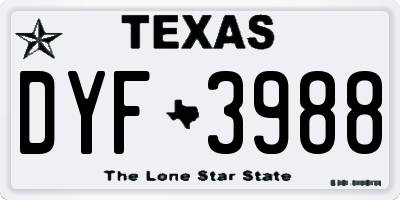 TX license plate DYF3988