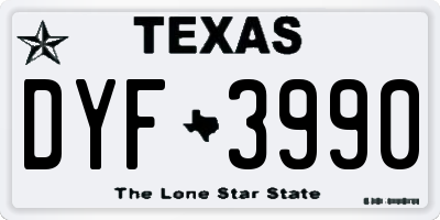 TX license plate DYF3990