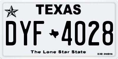 TX license plate DYF4028