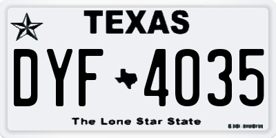TX license plate DYF4035