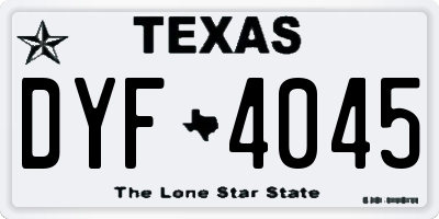 TX license plate DYF4045