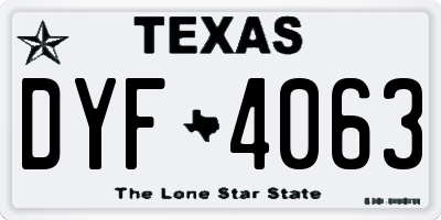 TX license plate DYF4063