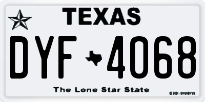 TX license plate DYF4068
