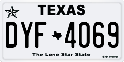TX license plate DYF4069