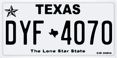 TX license plate DYF4070