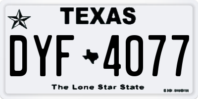 TX license plate DYF4077