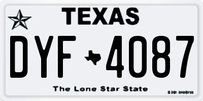 TX license plate DYF4087
